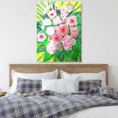 Monochromatisch, Rosas, Dianthus caryophyllus, Ger Canvas Afdruk (Insitu (Slaapkamer))