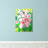 Monochromatisch, Rosas, Dianthus caryophyllus, Ger Canvas Afdruk (Insitu (Houten vloer))