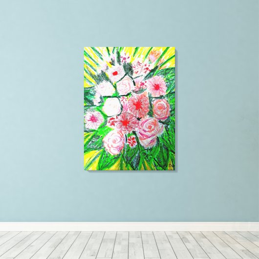 Monochromatisch, Rosas, Dianthus caryophyllus, Ger Canvas Afdruk (Insitu (Houten vloer))