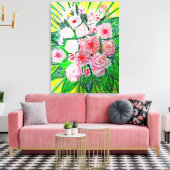 Monochromatisch, Rosas, Dianthus caryophyllus, Ger Canvas Afdruk (Insitu (Woonkamer))