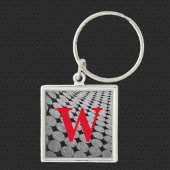 Monochromatisch zwart-grijs rood monogram sleutelhanger