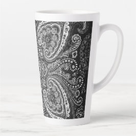Monochromatisch zwart paisleymotief latte mok