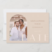 Monochromatische aardetonen Fotobruiloft Save The Date (Voorkant)