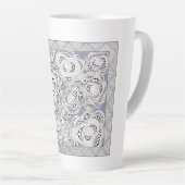 Monochromatische Abstracte Foral Latte-Mok Latte Mok (Rechterhoek)