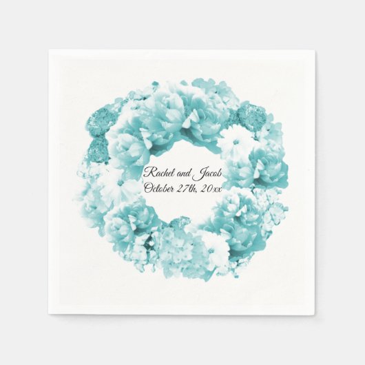 Monochromatische Aqua Blue WreatPaper Napkins Servet (Voorkant)