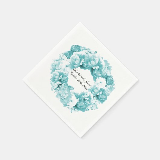 Monochromatische Aqua Blue WreatPaper Napkins Servet (Hoek)