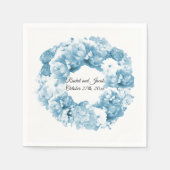 Monochromatische blauw Wreath Wedding Paper Napkin Servet (Voorkant)