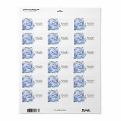 Monochromatische Blauwe Floral Adres Etiket (Full Sheet)