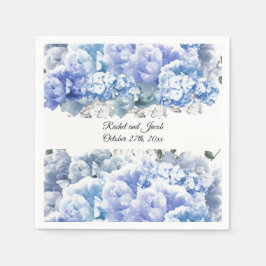Monochromatische Blauwe Floral Wedding Paper Napki Servet