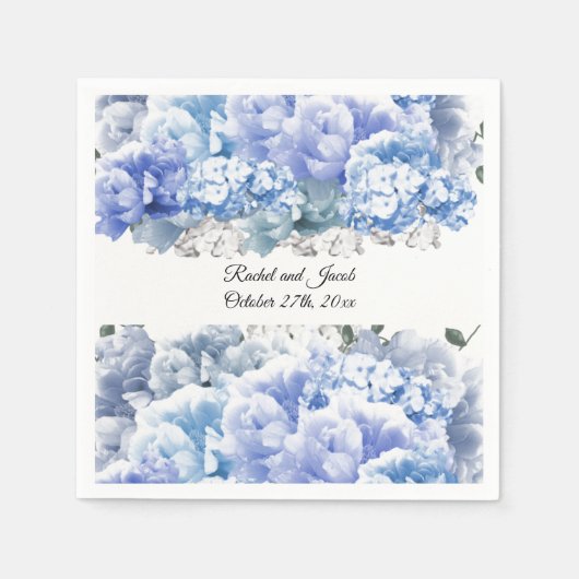 Monochromatische Blauwe Floral Wedding Paper Napki Servet (Voorkant)