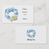 Monochromatische Blauwe Floral Wreated Visitekaart Visitekaartje (Voorkant / Achterkant)