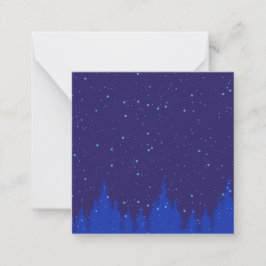 Monochromatische blauwe kerstscène met sneeuw notitiekaartje