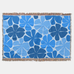 Monochromatische Blauwe Retro Bloem Deken