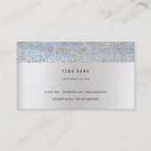 Monochromatische Blauwe Stripes Delicate Glam Silv Visitekaartje (Voorkant)