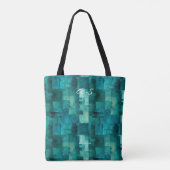 Monochromatische Blauwgroen Abstracte gepersonalis Tote Bag (Achterkant)