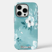 monochromatische Blauwgroen bloem Case-Mate iPhone Case (Achterkant)