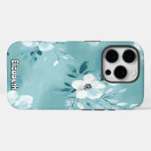 monochromatische Blauwgroen bloem Case-Mate iPhone Case (Achterkant (horizontaal))