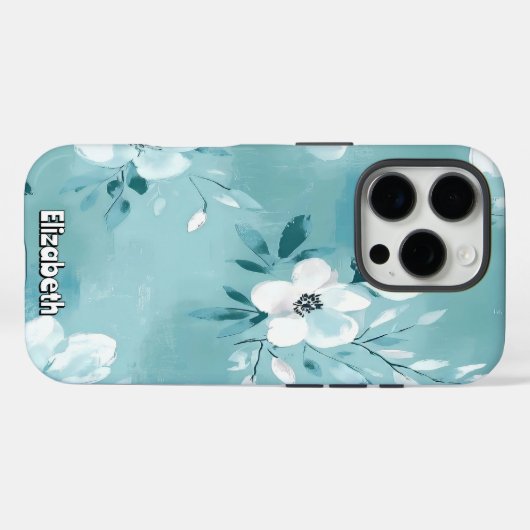 monochromatische Blauwgroen bloem Case-Mate iPhone Case (Achterkant (horizontaal))