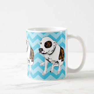 Monochromatische Blauwgroen Chevron Pit Bull Terri Koffiemok
