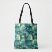 Monochromatische Blauwgroen gepersonaliseerde Canv Tote Bag (Voorkant)