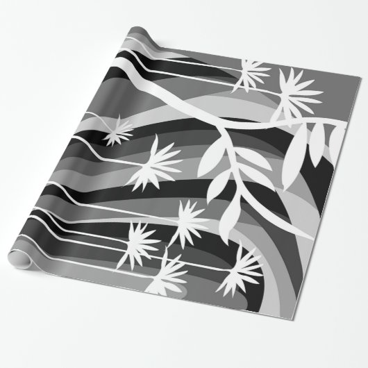 monochromatische bloem cadeaupapier (Uitgerold)