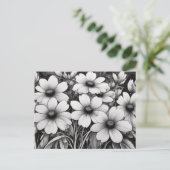 Monochromatische bloemenverrukking in bloei briefkaart (Staand voorkant)
