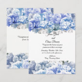 Monochromatische Blue Bouquet Wedding Invitation Kaart (Voorkant / Achterkant)