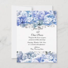 Monochromatische Blue Bouquet Wedding Invitation Kaart