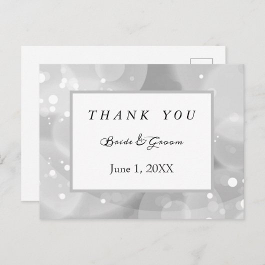 Monochromatische bokeh bedankt briefkaart (Voorkant / Achterkant)