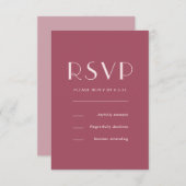 Monochromatische Bourgogne Roos Weddenschap RSVP Kaartje (Voorkant / Achterkant)