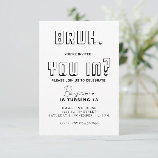 Monochromatische Bruh Verjaardag Bruh Het is mijn Kaart (Staand voorkant)