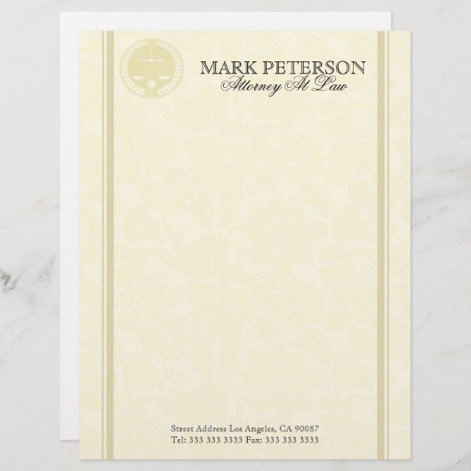 Monochromatische Damasks advocaat in rechte Briefhoofd (Voorkant / Achterkant)