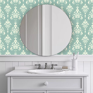 Monochromatische Elegant Blauwgroen Behang