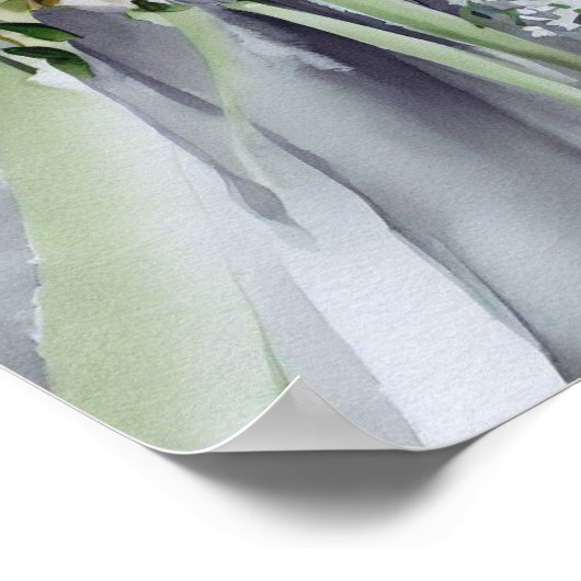 Monochromatische Elegantie, Bruids Cascading Bouqu Poster (Hoek)