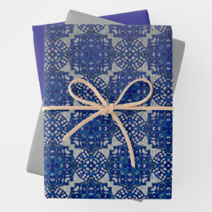 Monochromatische Faux Blue Grey Design Inpakpapier Vel