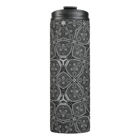monochromatische filigraan thermale trommel thermosbeker (Voorkant)