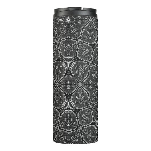 monochromatische filigraan thermale trommel thermosbeker (Achterkant)