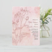 Monochromatische Floral Baby shower Kaart (Staand voorkant)