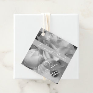 Monochromatische fotografie Witte Callas & pioenen Bedankjes Labels