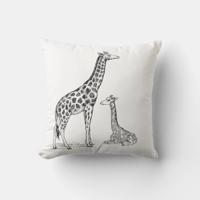 Monochromatische Giraffe Vierkante Kussen – Elegan (Voorkant)