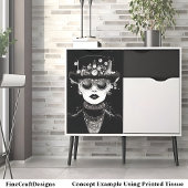 Monochromatische Glam Steampunk Vrouw AC6 Decoupag Tissuepapier