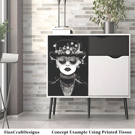 Monochromatische Glam Steampunk Vrouw AC6 Decoupag Tissuepapier