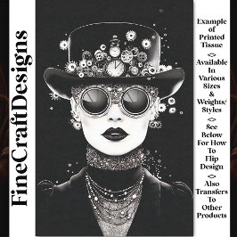 Monochromatische Glam Steampunk Vrouw AC6 Decoupag Tissuepapier