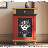 Monochromatische Glam Steampunk Vrouw AC6 Decoupag Tissuepapier