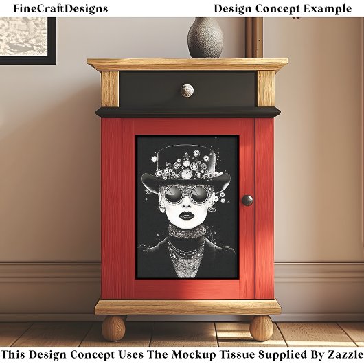 Monochromatische Glam Steampunk Vrouw AC6 Decoupag Tissuepapier