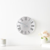 Monochromatische Glitter Grey Silver Roman Aantall Ronde Klok (Huis)