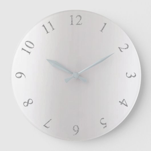 Monochromatische Glitter Grey Silver US GB-nummers Grote Klok (Voorkant)