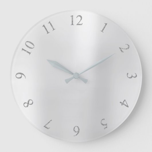 Monochromatische Glitter Grey Silver US GB-nummers Grote Klok (Voorkant)