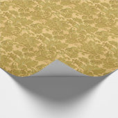 Monochromatische gouden  bloemdamast cadeaupapier (Hoek)