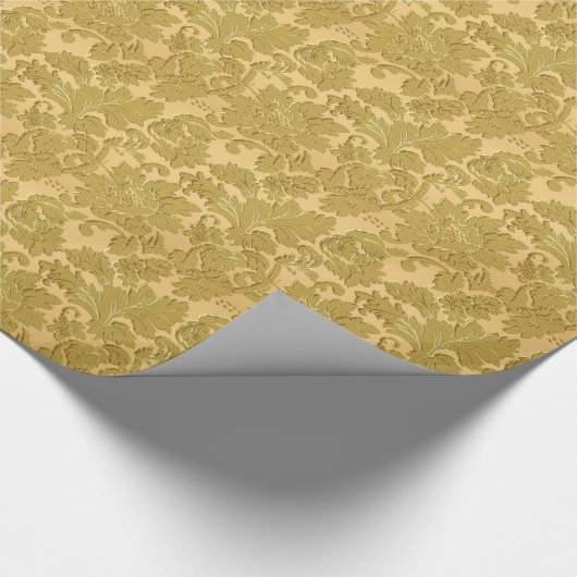Monochromatische gouden  bloemdamast cadeaupapier (Hoek)